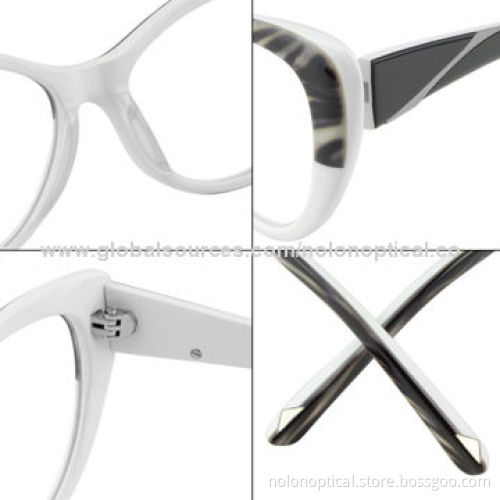 Black/White Stripe Cat Eye Optical Frame